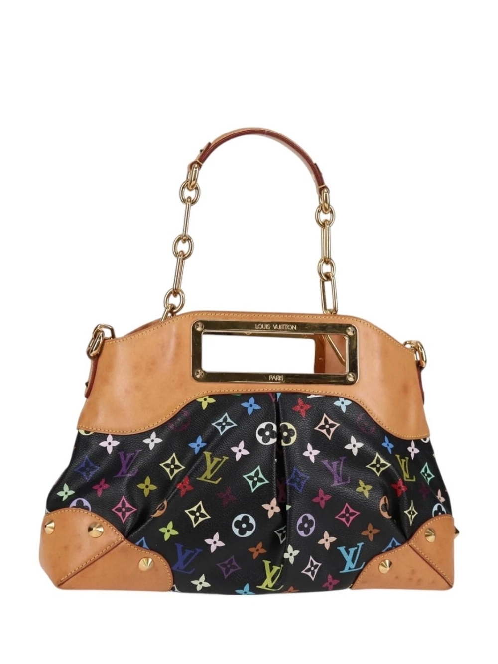 Louis Vuitton Multicolor Monogram Black Canvas and Tan Leather Shoulder Bag - Picture 11 of 13